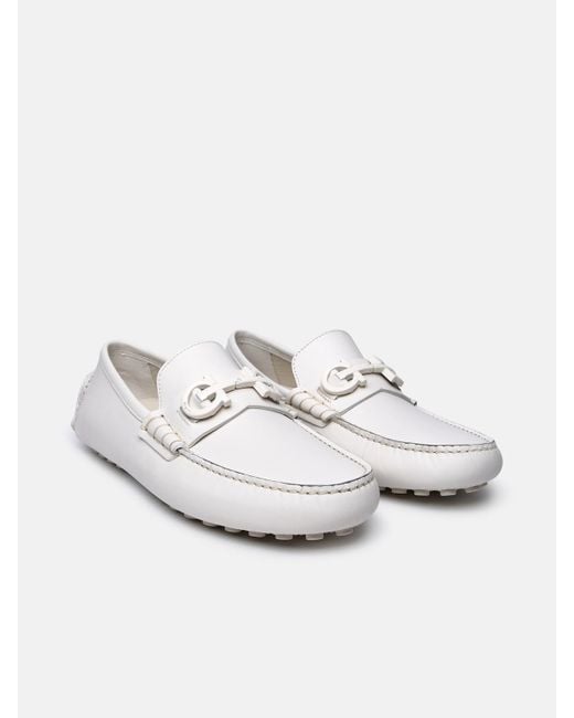 Ferragamo White Leather Loafers for men