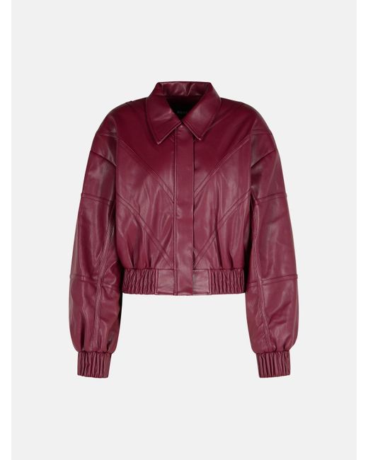 ROTATE BIRGER CHRISTENSEN Red Burgundy Polyester Bomber Jacket