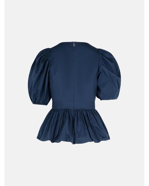 ROTATE BIRGER CHRISTENSEN Blue Dark Cotton Blouse