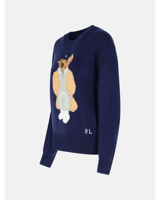 Polo Ralph Lauren Blue Sweater In Wool And Cashmere
