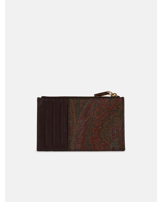 Etro Brown Large 'arnica' Leather Card Holder