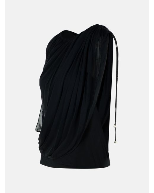 Lanvin Black 'draped' Viscose Blend Top