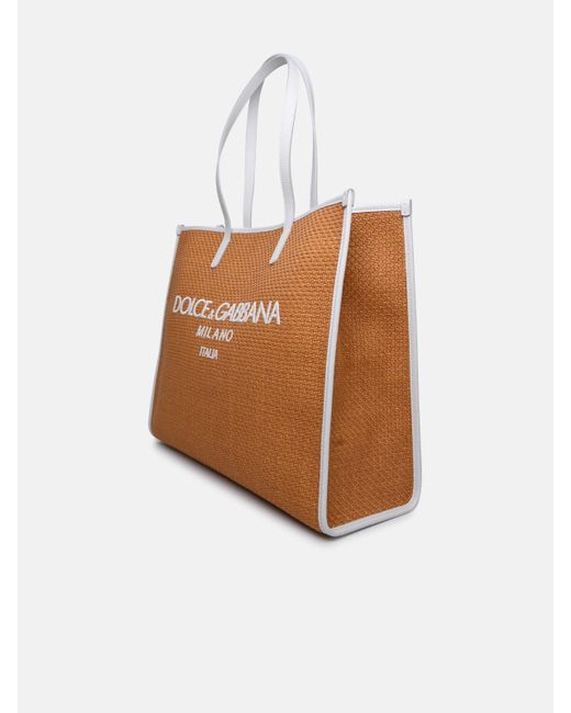 Dolce & Gabbana Brown Large Shopping Bag In Cotton Blend