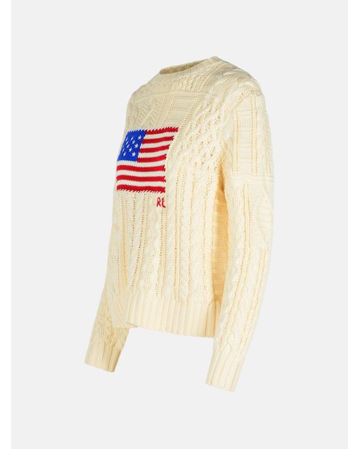 Polo Ralph Lauren White 'aran' Cotton Sweater