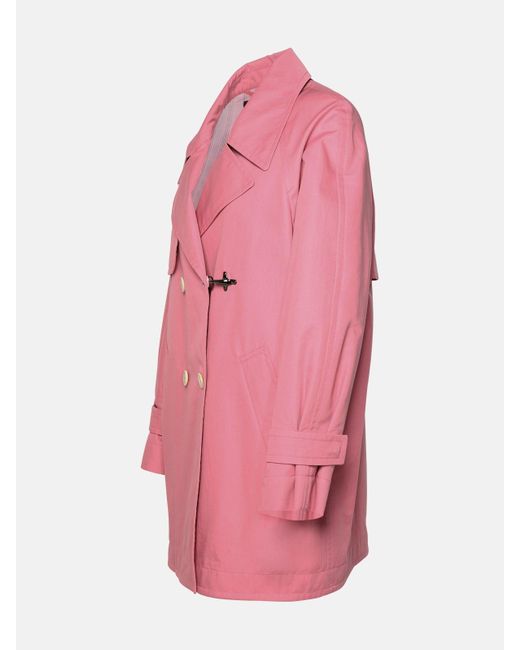 Fay Pink Double-breasted Cotton Trench Coat