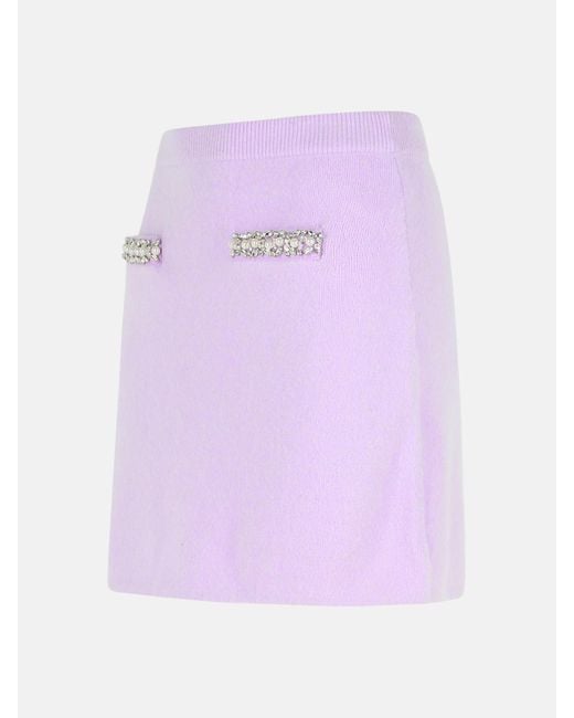 Self-Portrait Purple 'crystal' Skirt In Lilac Viscose Blend