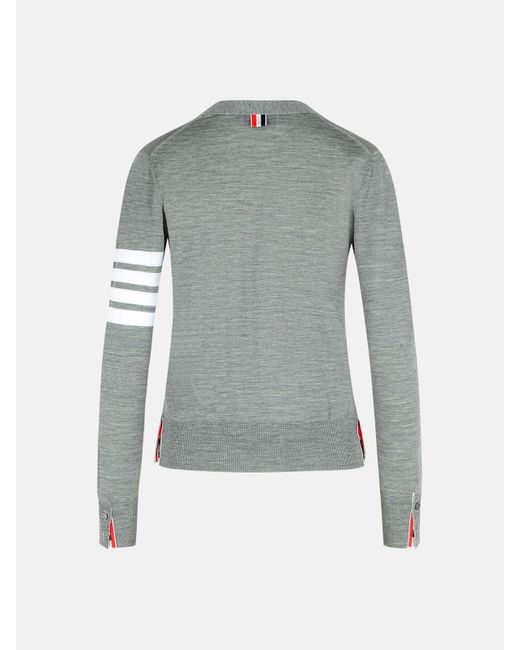Thom Browne Gray '4-bar' Virgin Wool Cardigan