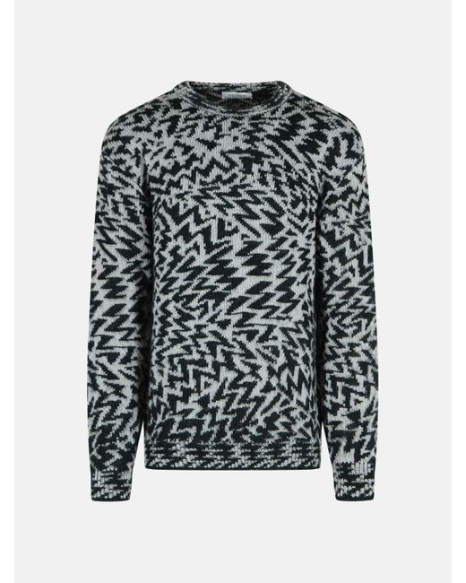 Laneus Black Two-Tone Wool Blend Sweater for men