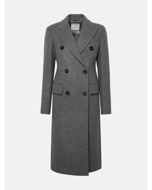 Sportmax Gray 'adua' Coat In Wool And Cashmere Cloth