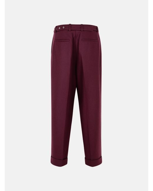 Jil Sander Purple Wine Wool Pants for men