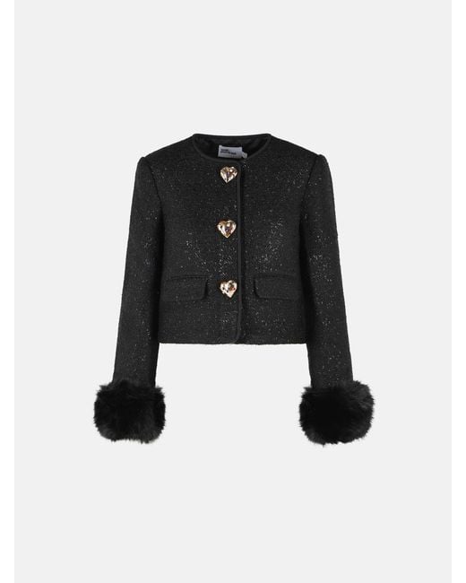 Self-Portrait Black Wool Blend Jacket