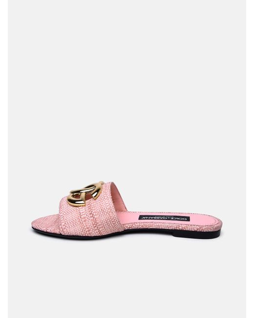 Dolce & Gabbana Pink Fabric Slippers