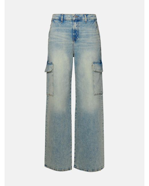 7 For All Mankind Blue Cotton Blend Cargo Jeans