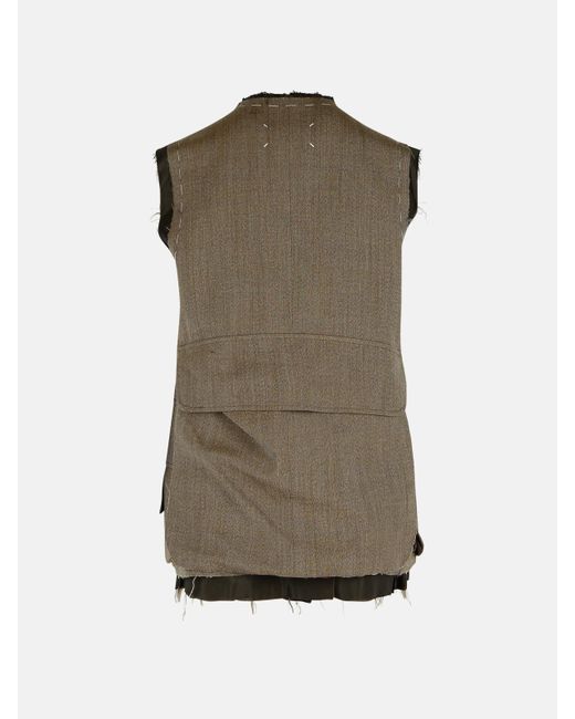Maison Margiela Wool Vest in Green for Men | Lyst