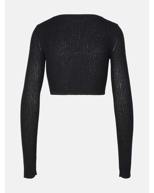 Blumarine Black Viscose Blend Crop Sweater