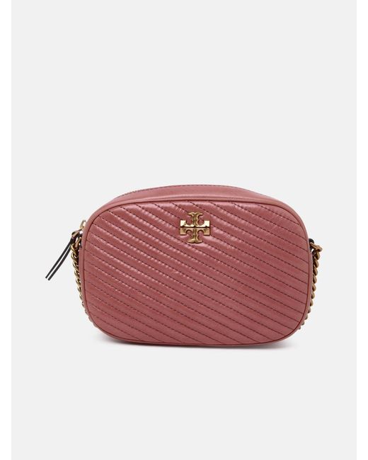 Tory Burch Mini Kira Moto Quilted Leather Top Handle Bag in Pink Magnolia