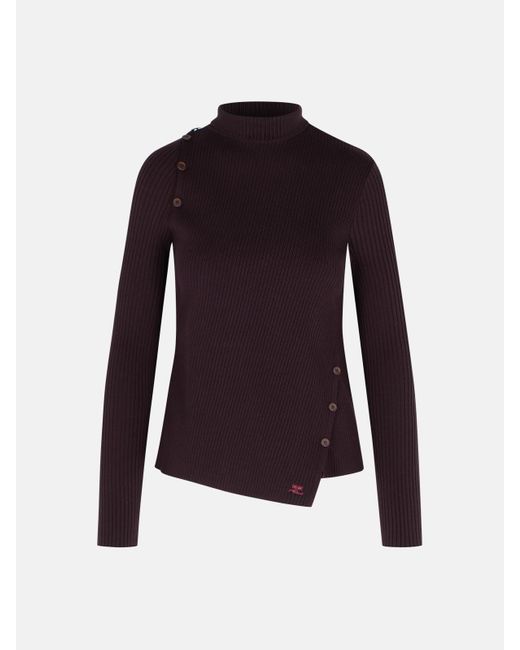 Courreges Blue 'oblique' Burgundy Viscose Blend Sweater