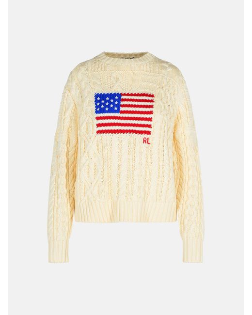 Polo Ralph Lauren White 'aran' Cotton Sweater