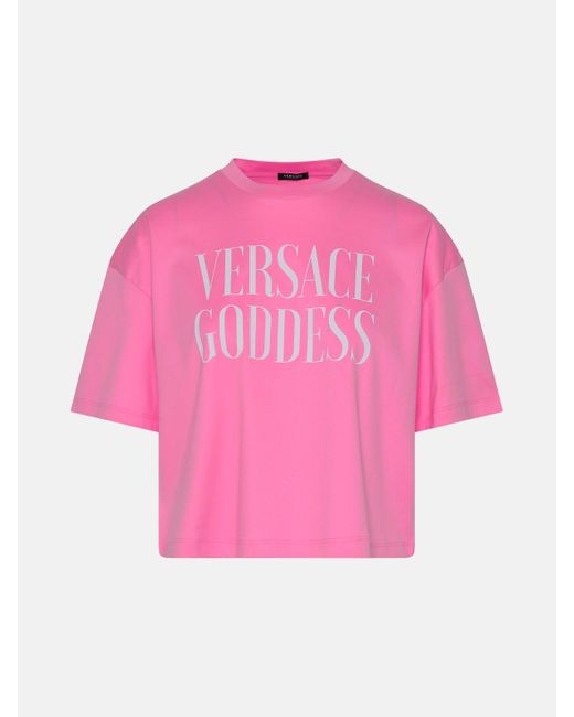 Versace Rose Cotton T-shirt in Pink | Lyst