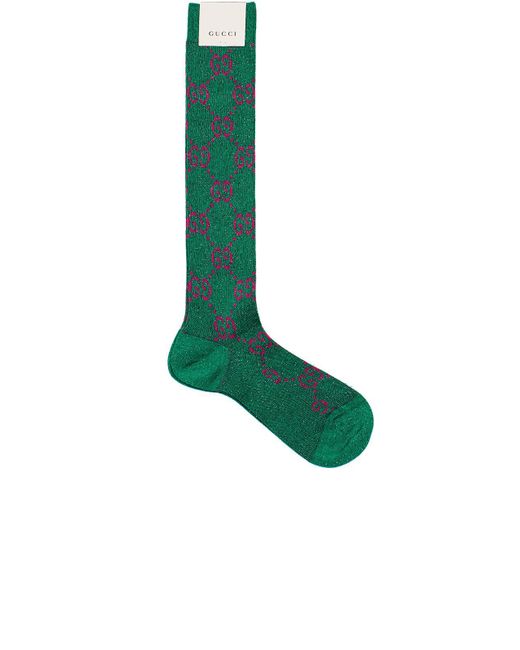 Gucci Green Lamé GG Socks