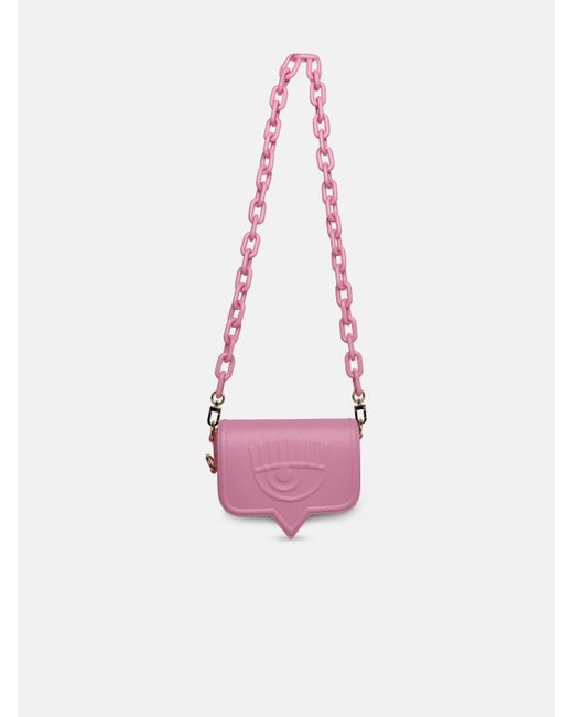 Chiara Ferragni Pink Eyelike Rose Leather Crossbody Bag