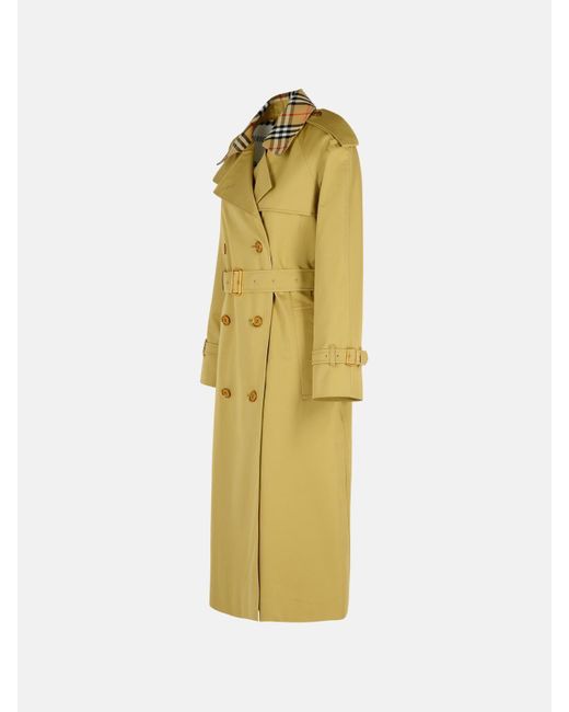 Burberry Yellow 'castleford' Cotton Trench Coat