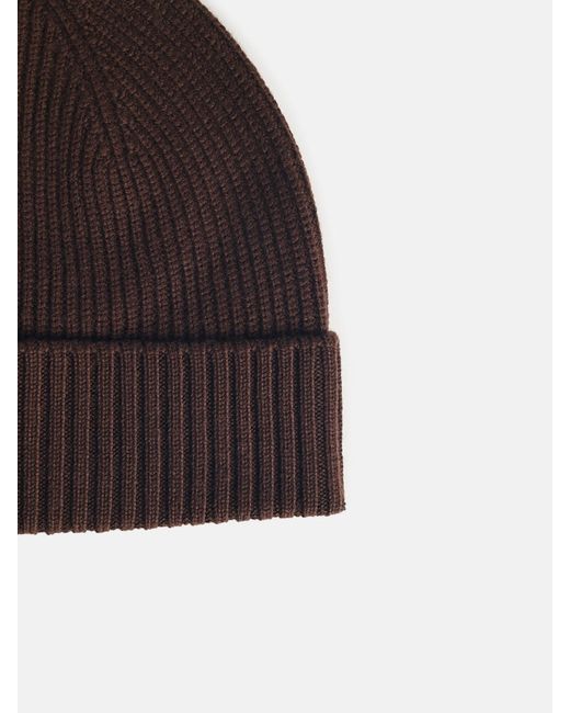 Seven Gauge Brown Wool Beanie for men
