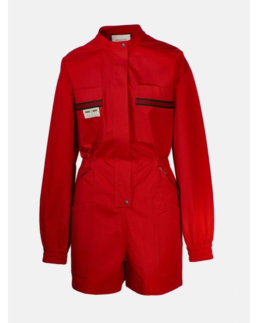 Gucci Red Logo Label Playsuit