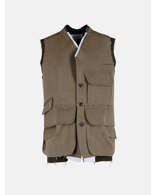 Maison Margiela Green Wool Vest for men