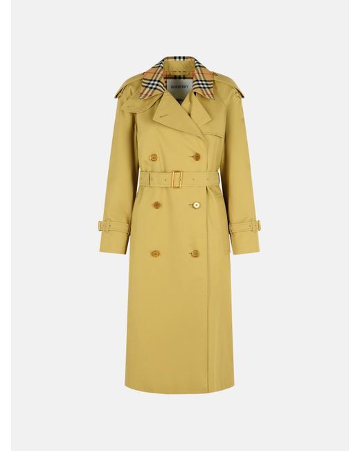 Burberry Yellow 'castleford' Cotton Trench Coat