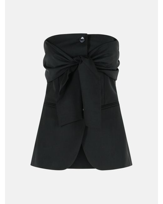 Max Mara Black 'veruska' Virgin Wool Bustier Top