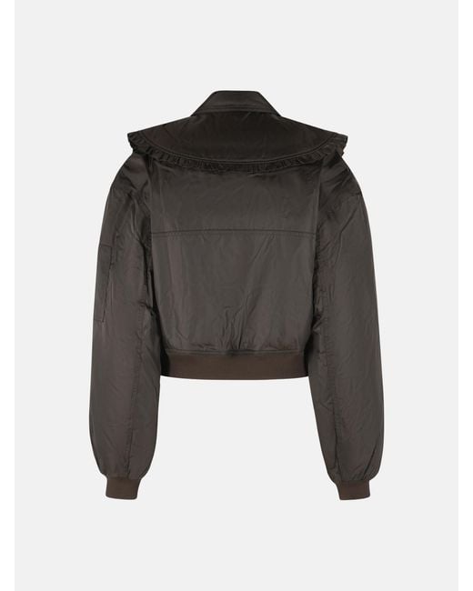 Ganni Black Polyamide Bomber Jacket