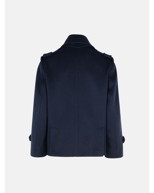 Max Mara Blue 'Laveno' Wool Blend Coat