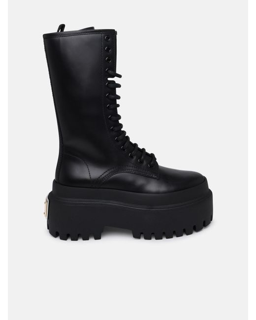 Dolce & Gabbana Black Calf Leather Boots