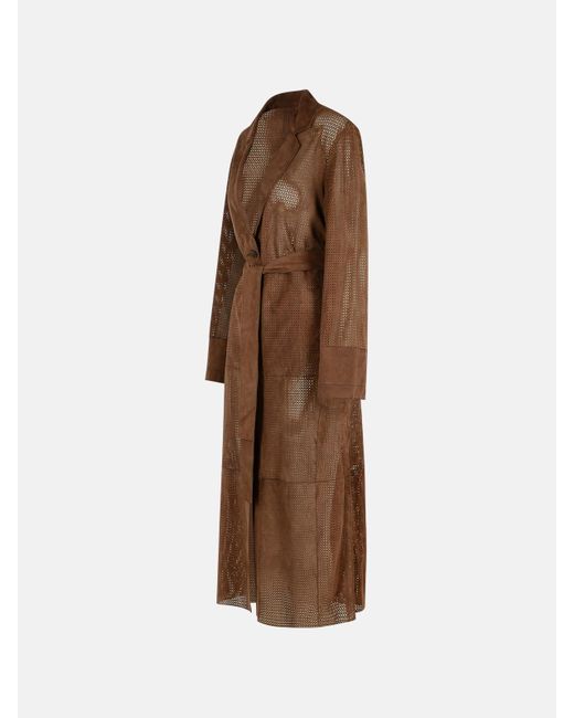 Brown Suede Trench Coat
