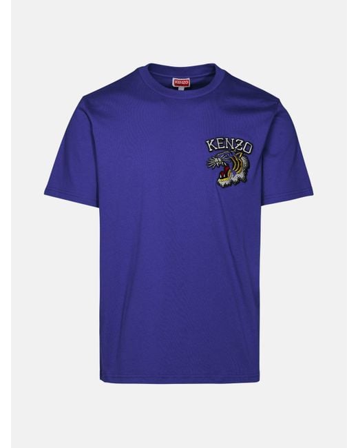 KENZO Blue 'tiger Varsity' Cotton T-shirt for men