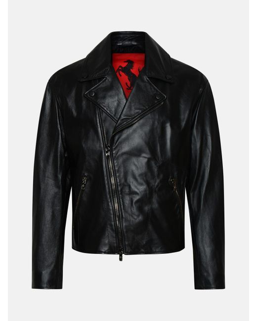 Ferrari Black Leather Jacket for men