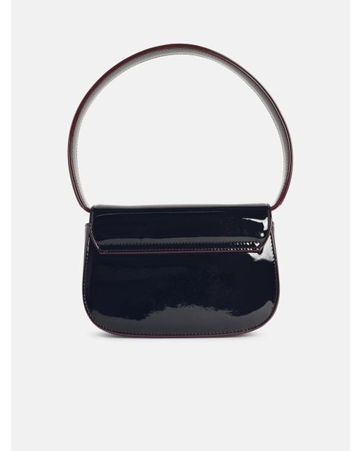 DIESEL Blue '1Dr' Burgundy Liquid Effect Polyurethane Bag
