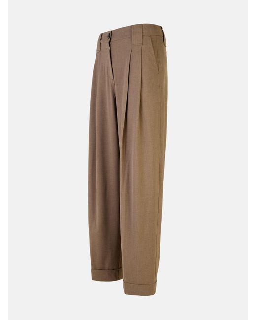 Ganni Natural Shiitake Viscose Blend Pants