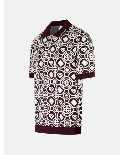 Casablanca Red 'monogram' Burgundy Cotton Polo Shirt for men