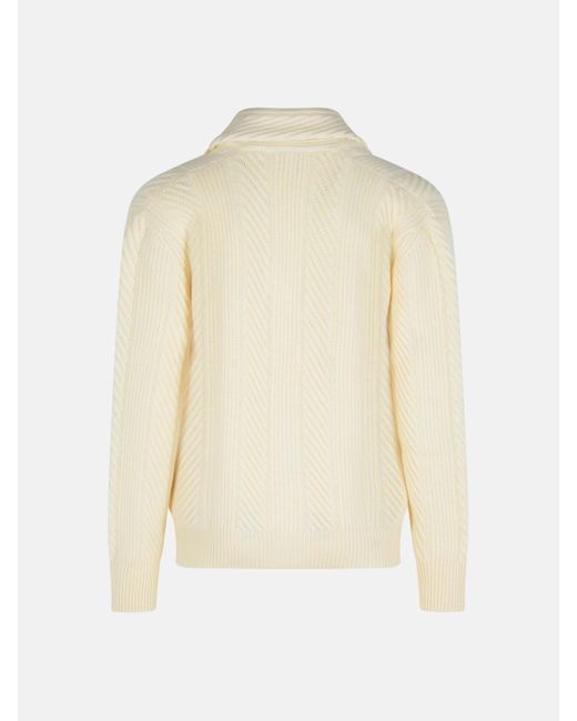 Eleventy Natural Ivory Wool Blend Cardigan for men