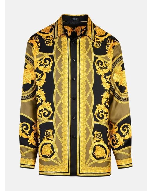Versace Yellow 'la Coupe Des Dieux' Silk Shirt for men