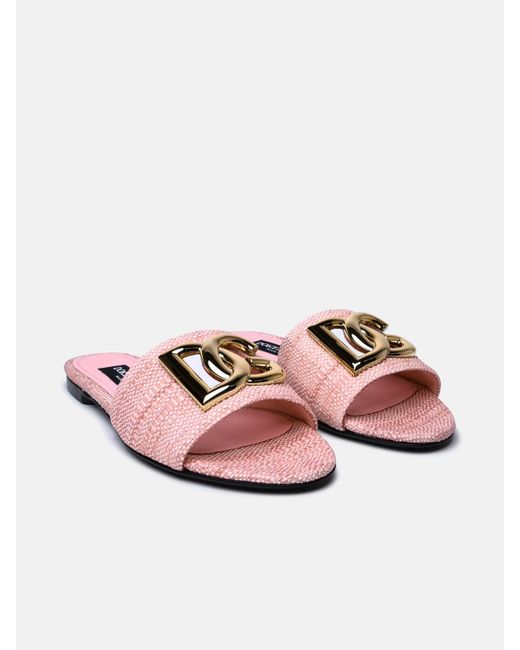 Dolce & Gabbana Pink Fabric Slippers