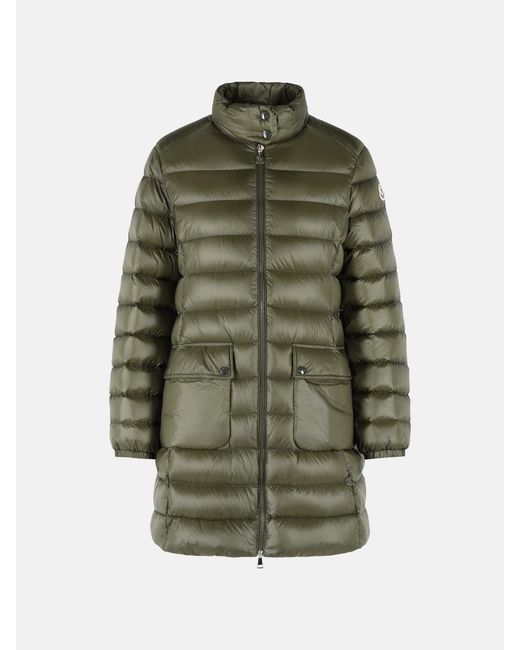 Moncler Green 'Genet' Long Polyamide Down Jacket