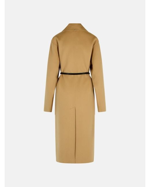 Sportmax Natural Abate' Camel Virgin Wool Robe Coat