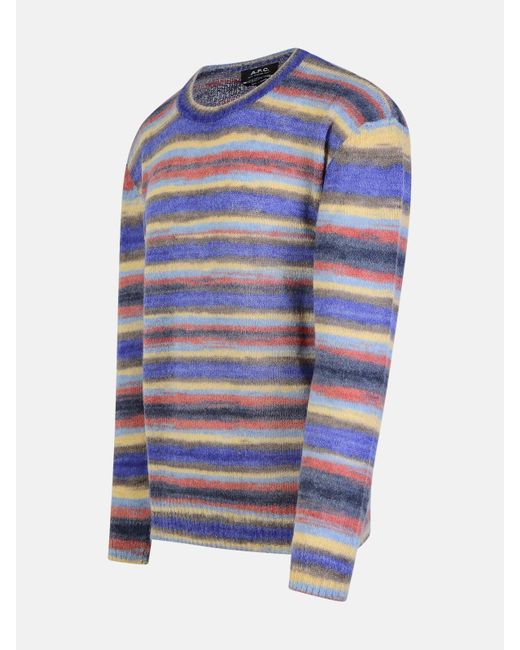 A.P.C. Blue 'bryce' Multicolor Mohair Blend Sweater for men