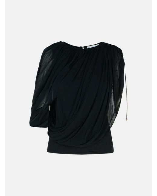 Lanvin Black 'draped' Viscose Blend Top