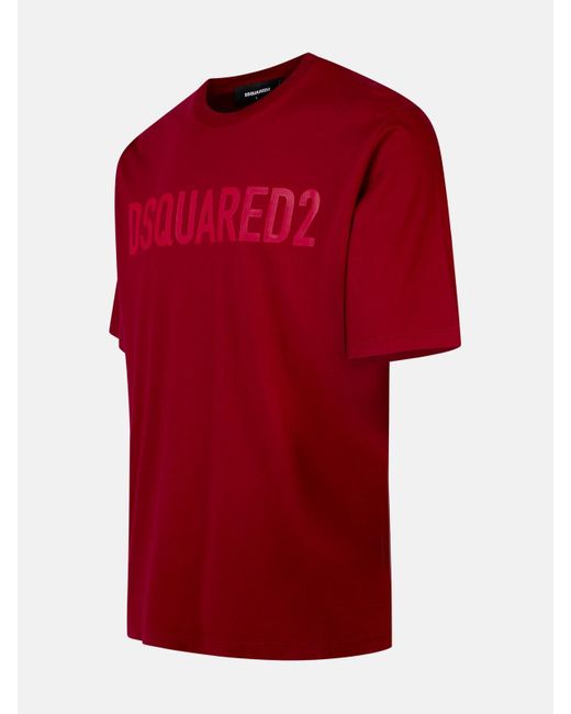 DSquared² Red Burgundy Cotton T-shirt for men