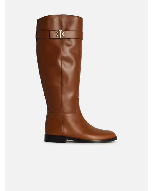 Tory Burch Brown T Lock Leather Boots
