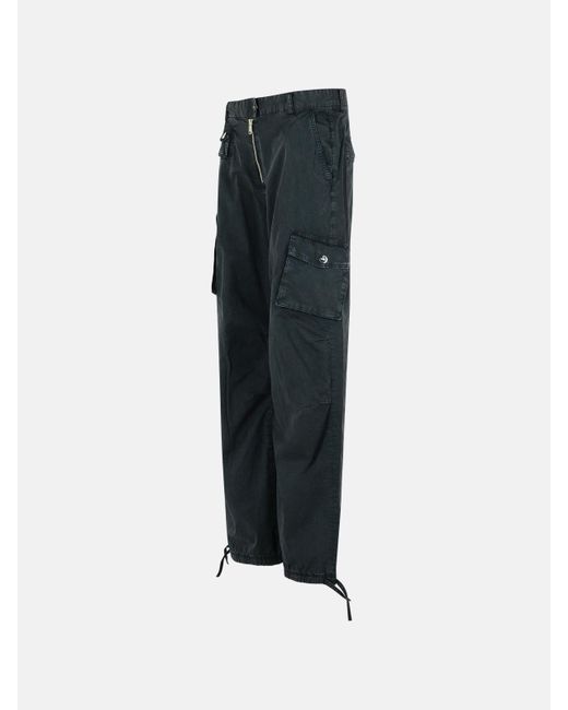 Ganni Blue 'cargo' Black Washed Cotton Twill Pants